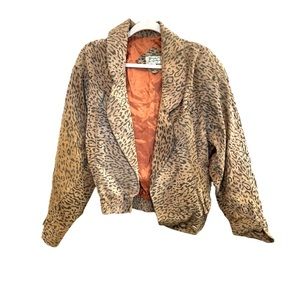 Vintage leopard animal print leather jacket medium